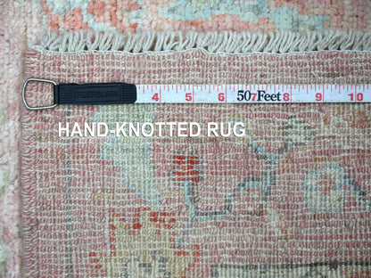 Pink 2'10" x 4'11" Oushak And Peshawar Hand knotted Wool Rug - Sku: O022930