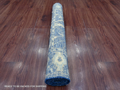 Blue 3'1" x 4'8" Oushak And Peshawar Hand knotted Wool Rug - Sku: O022931