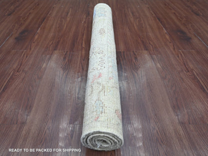Grey 3'1" x 4'11" Oushak And Peshawar Hand knotted Wool Rug - Sku: O022932