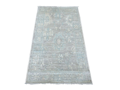 Grey 2'11" x 4'10" Oushak And Peshawar Hand knotted Wool Rug - Sku: O022933