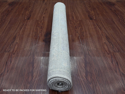 Grey 2'11" x 4'10" Oushak And Peshawar Hand knotted Wool Rug - Sku: O022933