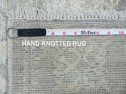 Grey 2'11" x 4'10" Oushak And Peshawar Hand knotted Wool Rug - Sku: O022933