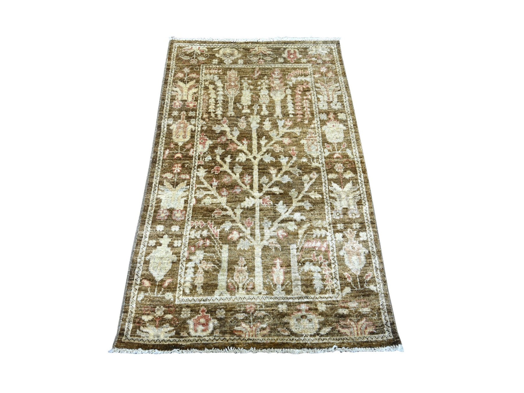 Brown 3'0" x 4'10" Oushak And Peshawar Hand knotted Wool Rug - Sku: O022934