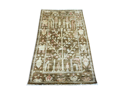 Brown 3'0" x 4'10" Oushak And Peshawar Hand knotted Wool Rug - Sku: O022934