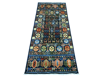 Blue 2'8" x 6'4" Tribal & Geometric Hand knotted Wool Rug - Sku: O022936