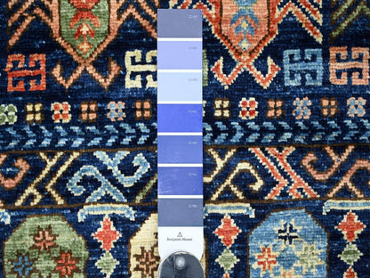 Blue 2'8" x 6'4" Tribal & Geometric Hand knotted Wool Rug - Sku: O022936