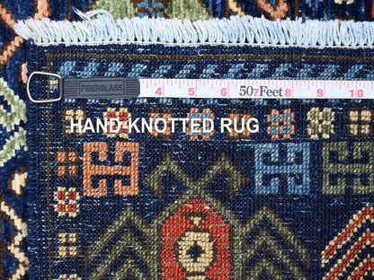 Blue 2'8" x 6'4" Tribal & Geometric Hand knotted Wool Rug - Sku: O022936
