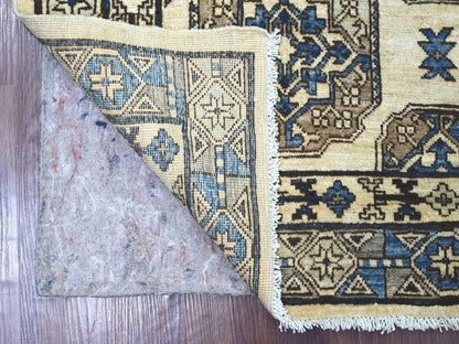 Ersari Tribal & Geometric hand-knotted wool rug in Ivory & Gray, 3'11" x 5'11" — SKU O022937 (view 2)