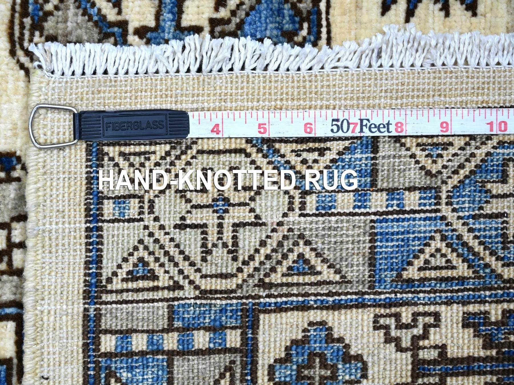 Ersari Tribal & Geometric hand-knotted wool rug in Ivory & Gray, 3'11" x 5'11" — SKU O022937 (view 6)