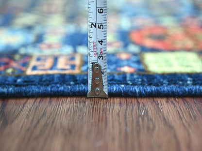Blue 2'11" x 6'3" Tribal & Geometric Hand knotted Wool Rug - Sku: O022938