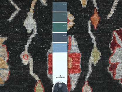 Black 2'8" x 7'11" Oushak And Peshawar Hand knotted Wool Rug - Sku: O022940