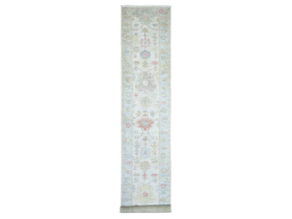 Oushak Oushak hand-knotted wool runner in Gray & Blue, 2'10" x 15'6" — SKU O022941