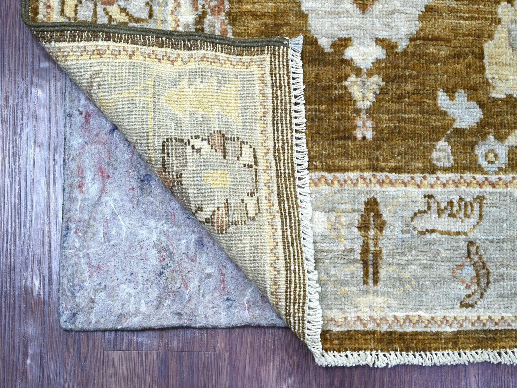 Brown 2'11" x 12'0" Oushak And Peshawar Hand knotted Wool Rug - Sku: O022942