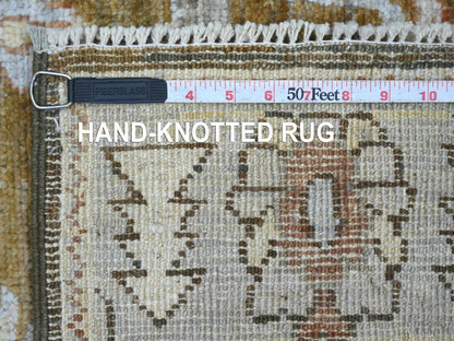 Brown 2'11" x 12'0" Oushak And Peshawar Hand knotted Wool Rug - Sku: O022942