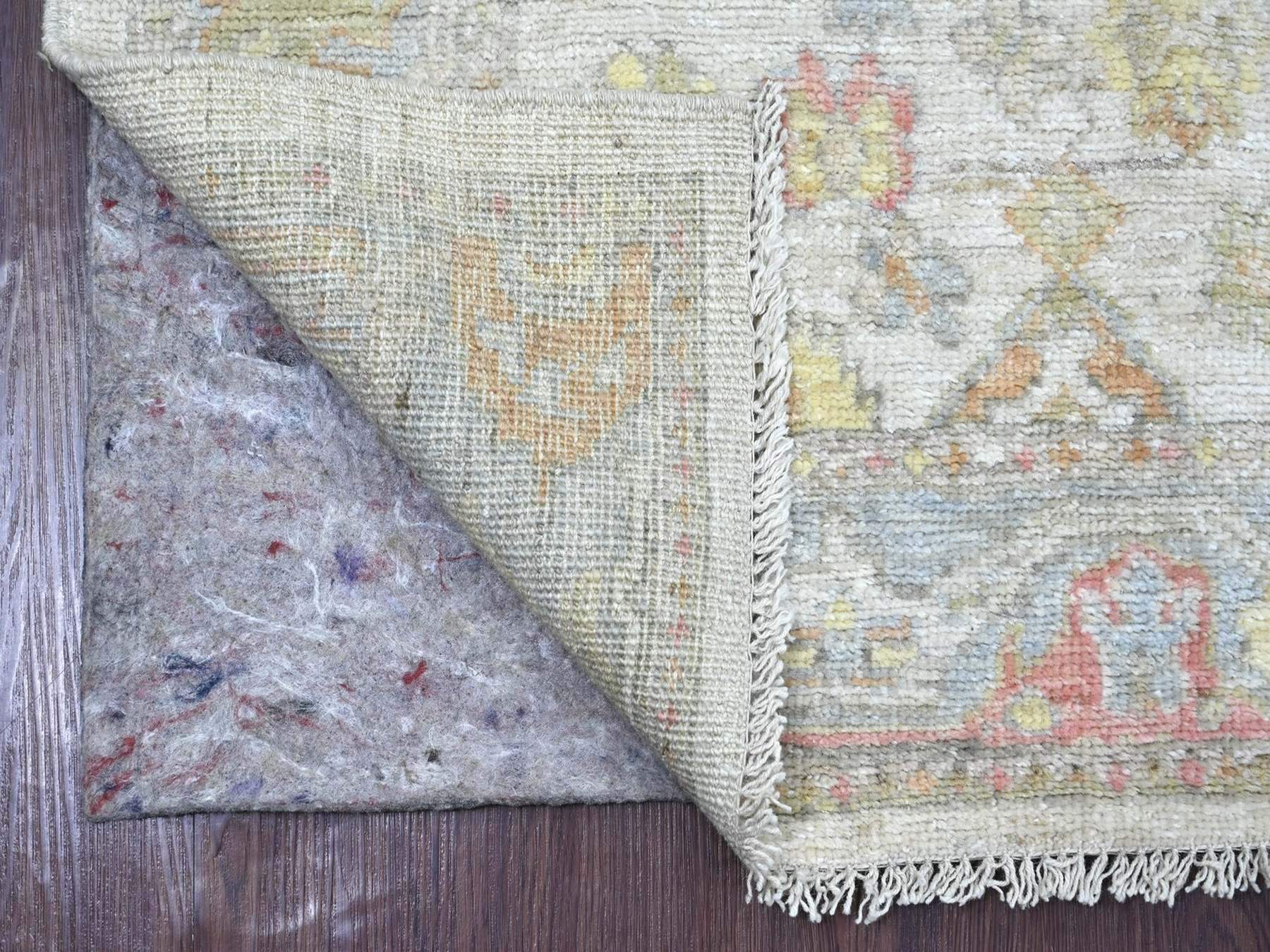 Grey 2'9" x 7'8" Oushak And Peshawar Hand knotted Wool Rug - Sku: O022946