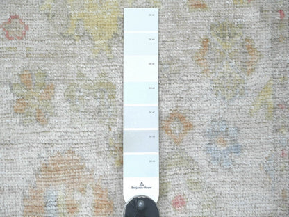 Grey 2'9" x 7'8" Oushak And Peshawar Hand knotted Wool Rug - Sku: O022946
