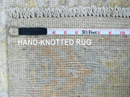 Grey 2'9" x 7'8" Oushak And Peshawar Hand knotted Wool Rug - Sku: O022946