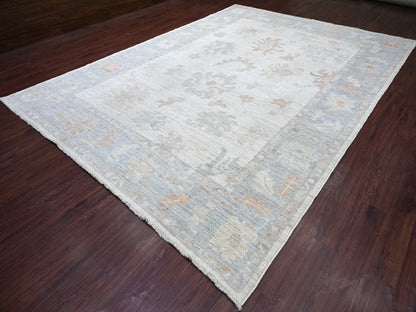 Oushak Oushak hand-knotted wool rug in Ivory & Blue, 10' x 13'9" — SKU O022948 (view 3)