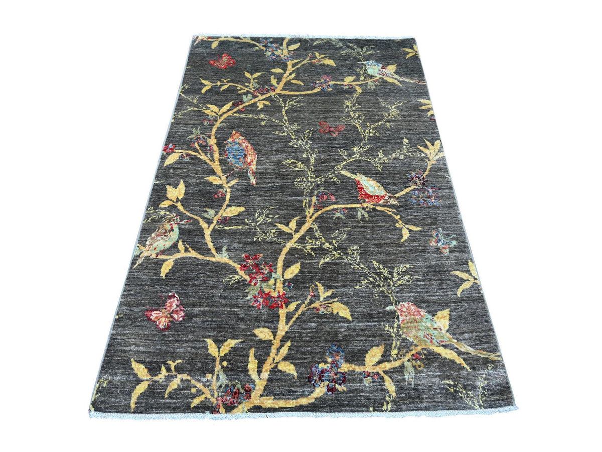 Peshawar Modern / Contemporary hand-knotted wool rug in Gray, 3'10" x 5'10" — SKU O022949