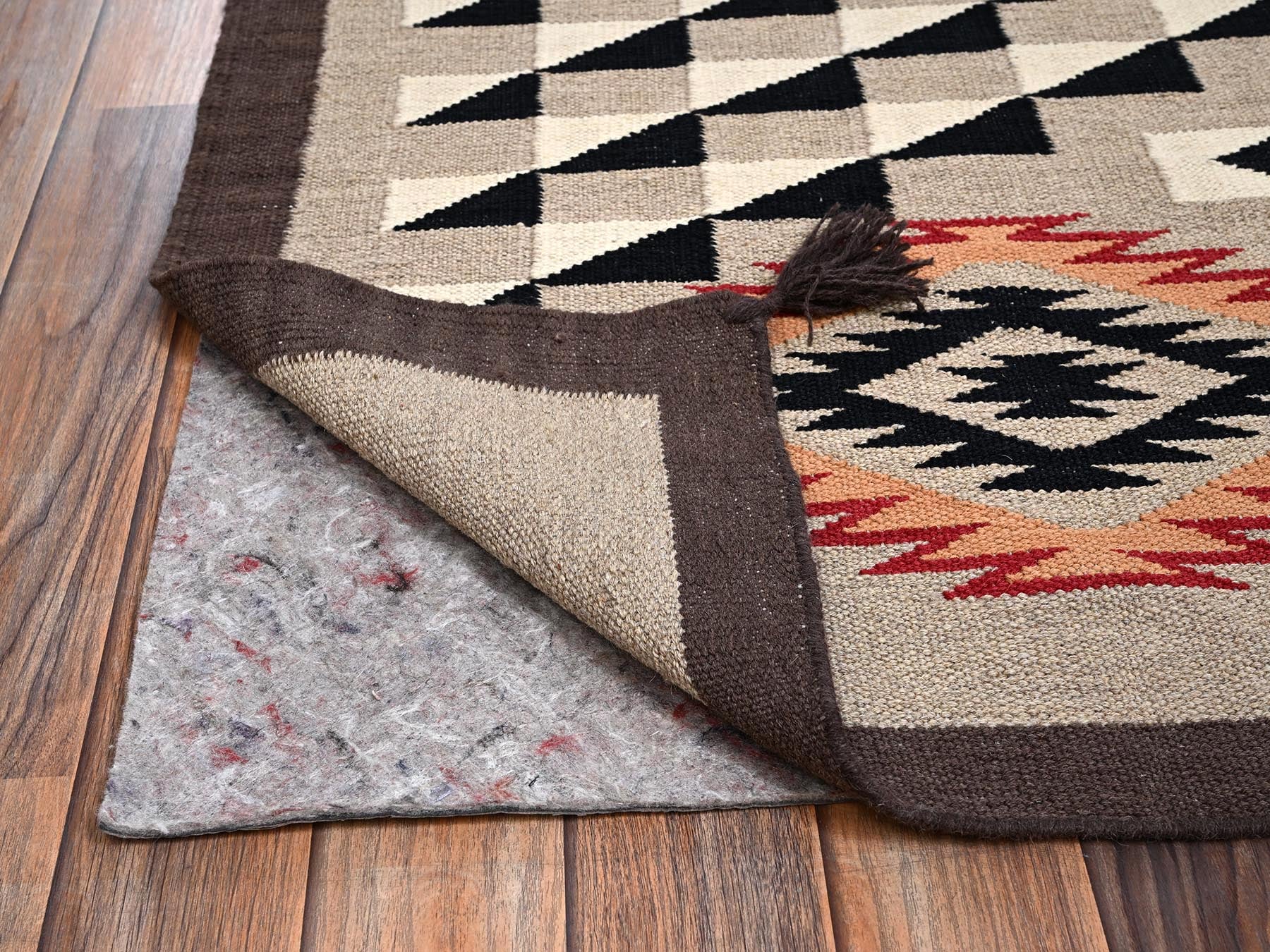 Flat-Weave hand-knotted wool rug in Brown & Chocolate Brown, 5'1" x 7'2" — SKU O02294 (view 3)