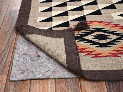 Flat-Weave hand-knotted wool rug in Brown & Chocolate Brown, 5'1" x 7'2" — SKU O02294 (view 3)