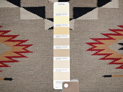 Brown 5'1" x 7'2" Flat Weave Hand woven Wool Rug - Sku: O02294