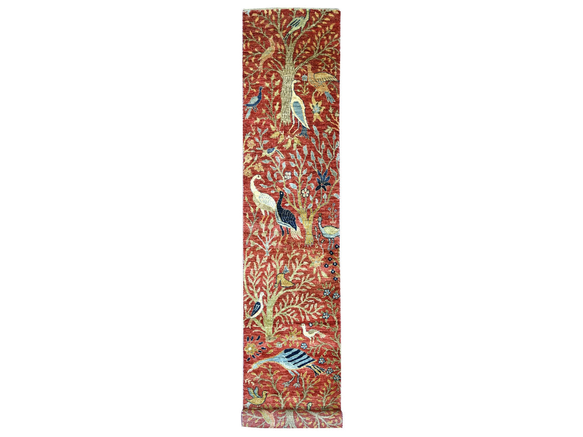 Peshawar Oushak hand-knotted wool runner in Red, 2'6" x 15'11" — SKU O022952