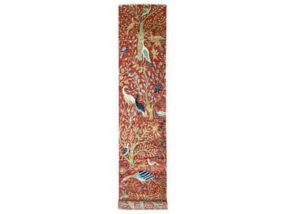 Peshawar Oushak hand-knotted wool runner in Red, 2'6" x 15'11" — SKU O022952