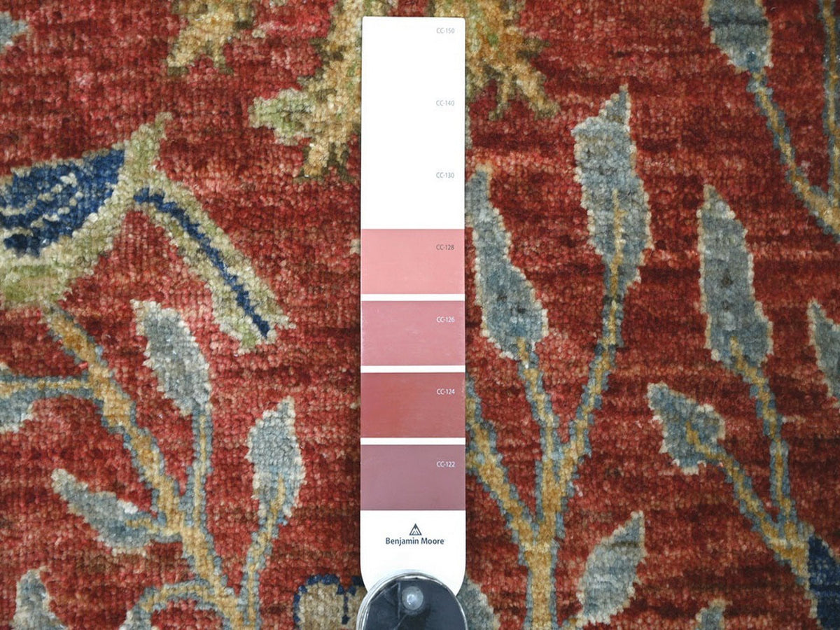 Peshawar Oushak hand-knotted wool runner in Red, 2'6" x 15'11" — SKU O022952 (view 3)