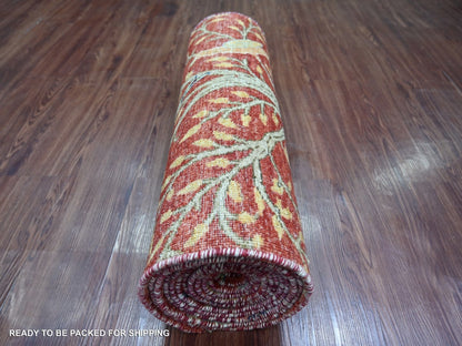 Peshawar Oushak hand-knotted wool runner in Red, 2'6" x 15'11" — SKU O022952 (view 4)