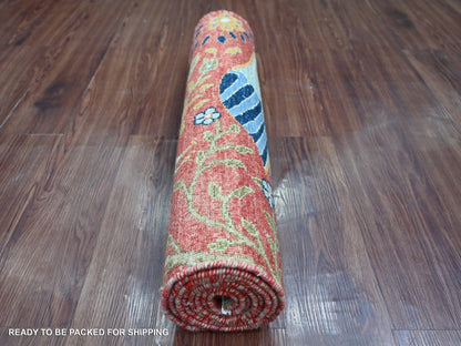 Peshawar Oushak hand-knotted wool runner in Red, 2'7" x 8' — SKU O022954 (view 4)