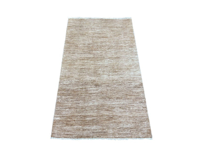 Brown 2'10" x 4'9" Modern and Contemporary Hand knotted Wool Rug - Sku: O022957