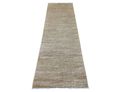 Brown 2'6" x 8'0" Modern and Contemporary Hand knotted Wool Rug - Sku: O022958
