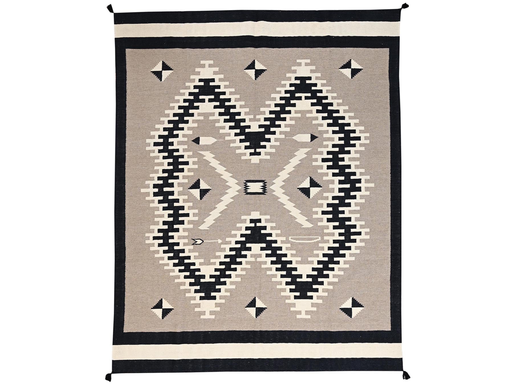 Brown 8'1" x 10'0" Flat Weave Hand woven Wool Rug - Sku: O02295