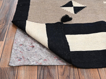 Brown 8'1" x 10'0" Flat Weave Hand woven Wool Rug - Sku: O02295