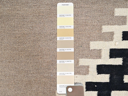Brown 8'1" x 10'0" Flat Weave Hand woven Wool Rug - Sku: O02295