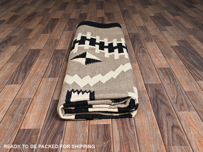Brown 8'1" x 10'0" Flat Weave Hand woven Wool Rug - Sku: O02295