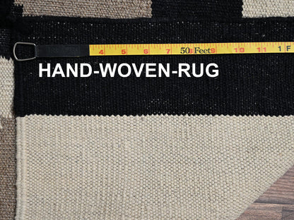 Brown 8'1" x 10'0" Flat Weave Hand woven Wool Rug - Sku: O02295