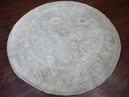 Blue 7'8" x 7'9" Oushak And Peshawar Hand knotted Wool Rug - Sku: O022960