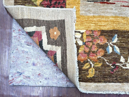 Grey 8'1" x 9'11" Oushak And Peshawar Hand knotted Wool Rug - Sku: O022961
