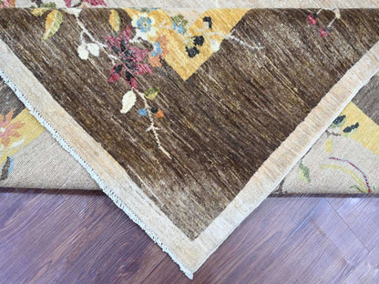 Grey 8'1" x 9'11" Oushak And Peshawar Hand knotted Wool Rug - Sku: O022961