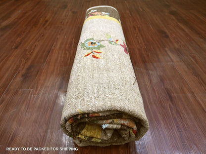 Grey 8'1" x 9'11" Oushak And Peshawar Hand knotted Wool Rug - Sku: O022961
