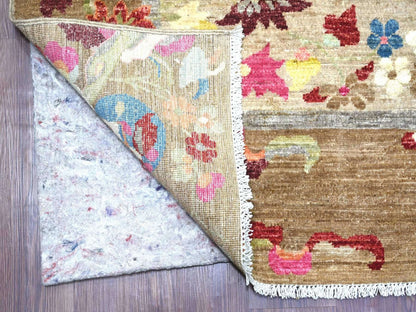 Brown 8'2" x 9'10" Oushak And Peshawar Hand knotted Wool Rug - Sku: O022962