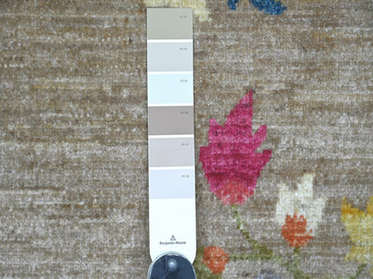 Brown 8'2" x 9'10" Oushak And Peshawar Hand knotted Wool Rug - Sku: O022962