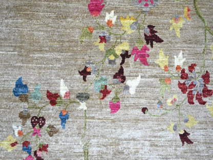 Brown 8'2" x 9'10" Oushak And Peshawar Hand knotted Wool Rug - Sku: O022962
