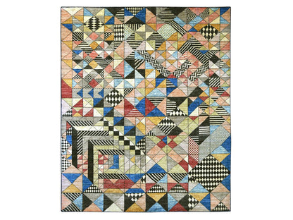 Black 8'1" x 9'8" Tribal & Geometric Hand knotted Wool Rug - Sku: O022963