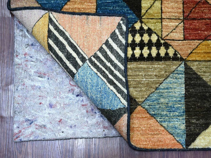 Black 8'1" x 9'8" Tribal & Geometric Hand knotted Wool Rug - Sku: O022963