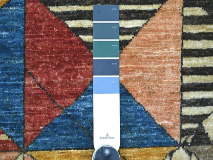 Black 8'1" x 9'8" Tribal & Geometric Hand knotted Wool Rug - Sku: O022963