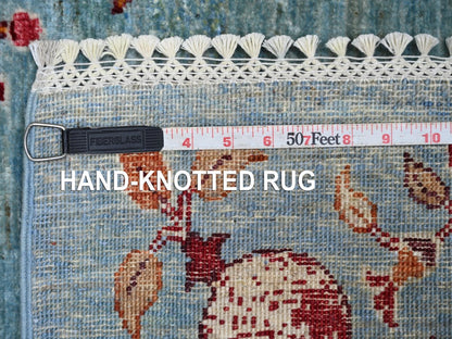 Blue 5'9" x 7'10" Tribal & Geometric Hand knotted Wool Rug - Sku: O022964