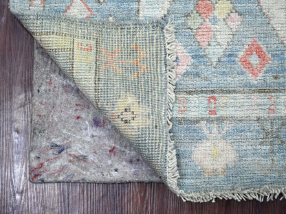 Blue 2'6" x 8'2" Tribal & Geometric Hand knotted Wool Rug - Sku: O022967